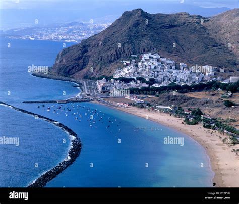 Las Teresitas beach and white houses in Santa cruz de tenerife,Canary ...