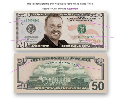 50 Dollar Fake Money Money Bill Art 50 Dollar Bill Digital - Etsy in ...