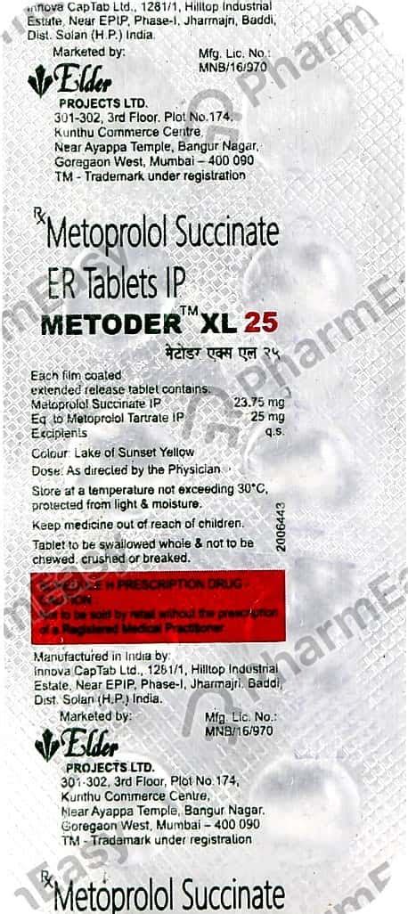 Betacon Er 25 MG Tablet (10): Uses, Side Effects, Price & Dosage ...