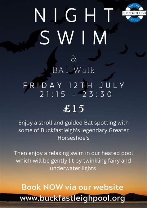 Bat night swim, Buckfastleigh Open Air Pool - Victoria Park, 12 July ...