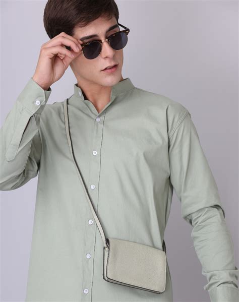 Frankshirt Chinese Collar Pista Tailored Fit Cotton Casual Shirt for M ...