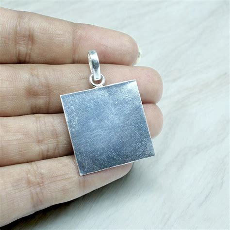 1 Inch Pure Solid Silver Square Piece (Chokor) Pendant lal kitab astro ...