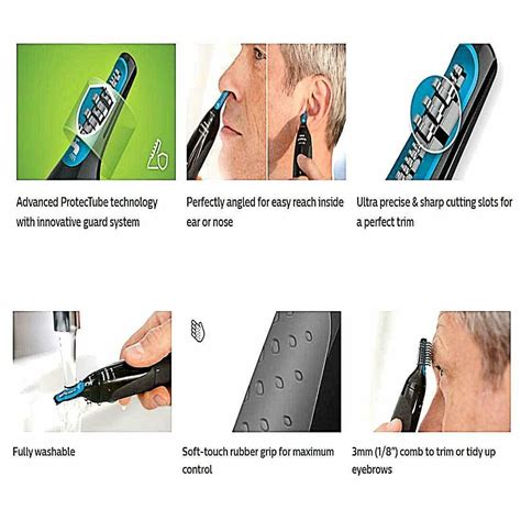 Buy Philips Norelco Nose Trimmer 1700 Nose, Ear & Eyebrow Trimmer for ...