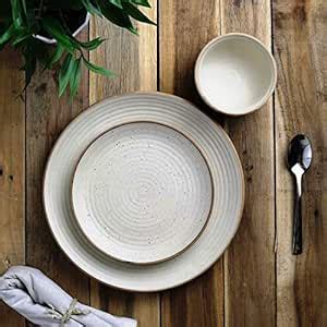 MIAH Decor Handcrafted Ribbed Matte Finish Ceramic Stoneware Dinner Set ...
