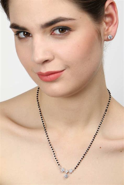 Mangalsutra Tanmaniya Pendant Earring Set combo Sterling Silver 925 ...