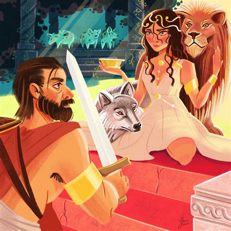 Circe and Odysseus. Digital art by Paula Zorite. | Greek mythology art ...