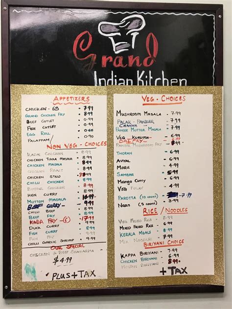 Menu at Grand Indian Kitchen restaurant, Missouri City, Hwy 6