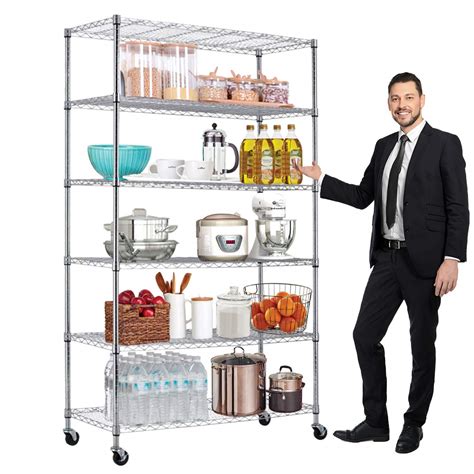 Bestshop 6 Tier Wire Shelving Storage Metal Shelf Standing Shelf ...