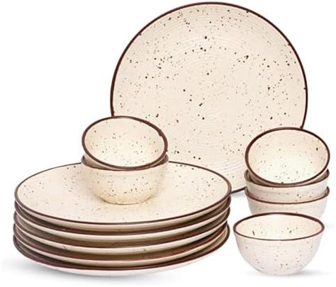 Freakway Handcrafted Ceramic Stoneware Dinner Set of 12 Pieces with ...