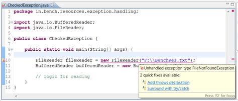 Checked Exception Example in Java 的图像结果