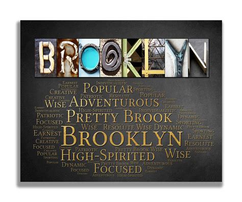 Brooklyn Meaning Name Art Gift | 4 Digital Prints | Names with meaning ...