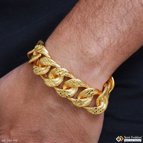 Golden Color Stainless Steel Link Bracelet for Men - Style D590 – Soni ...