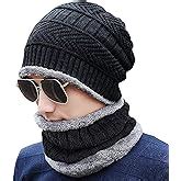 Buy PinKit Men's and Women's Knitted Fur Lined Winter Neck Scarf Beanie ...