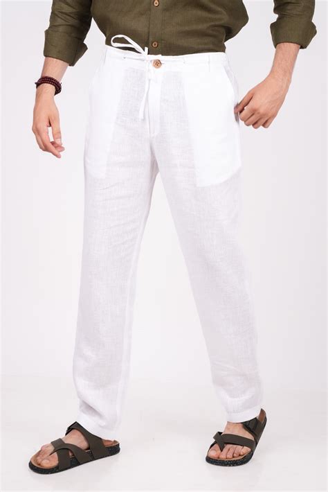 Pearl White Linen Pants For Men – LININ