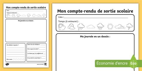 Mon compte-rendu de sortie scolaire (teacher made) - Twinkl