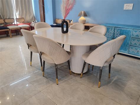 Golden Statuario Marble Top Dining Set with SS Base – GetMyCouch