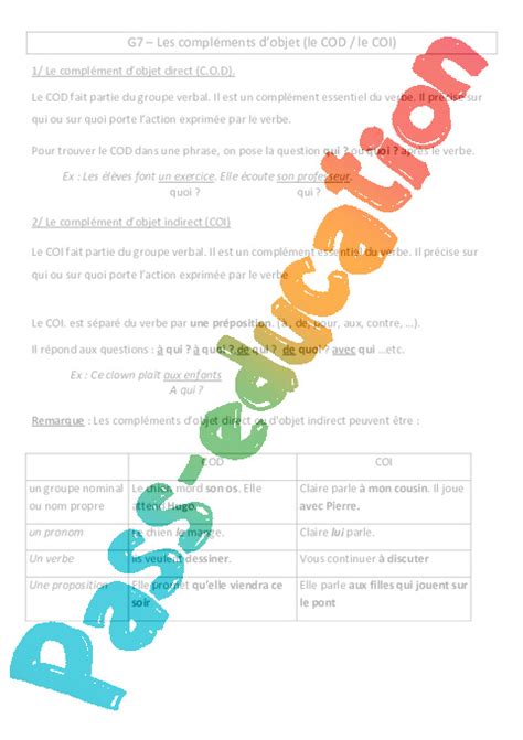Image result for Lecon Le Complement D'objet Direct CM2