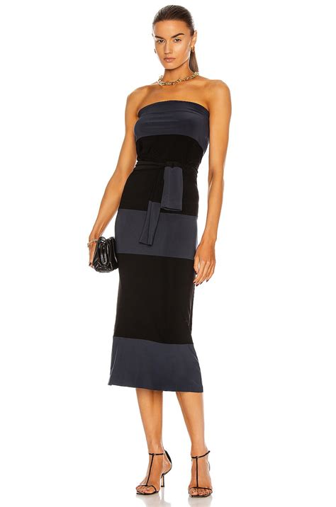 Norma Kamali Spliced All In One Dress in Pewter & Black | FWRD