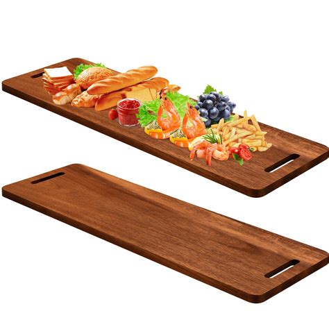 Bokon 2 Pcs 36 x 12 Inch Acacia Wooden Charcuterie Boards Large Acacia ...