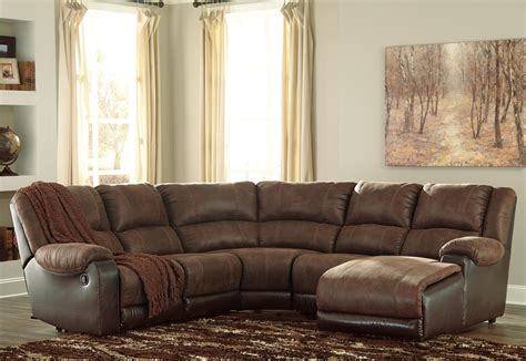 Ashley Signature Design Nantahala Faux Leather Reclining Sectional with ...