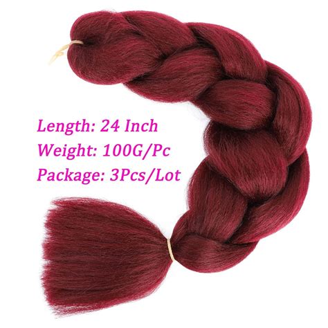 Selinhaar Burgundy Pre Stretched 24 Inch Braiding Hair Extensions - 3 ...