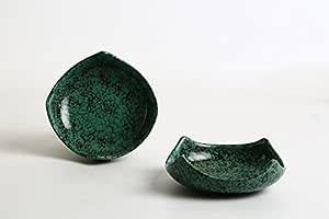 Buy Caffeine Ceramic Handmade Green Crackle Serving Bowl (Set of 2 ...
