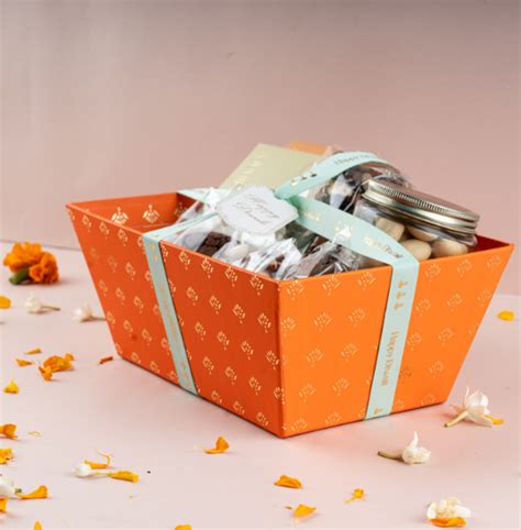 Festive Orange Gold Foiled Basket (Limited Festive Collection) – The ...