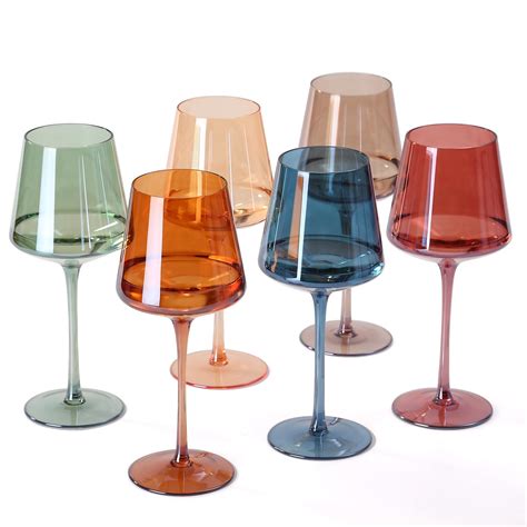 Colored Wine Glasses Set of 6-18oz Multi Colored Square Wine Glasses ...