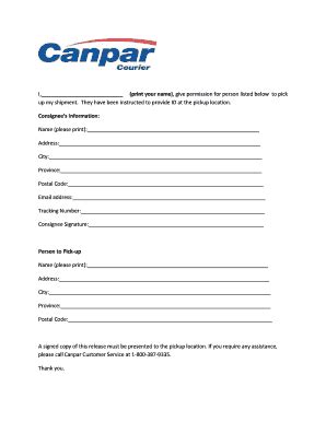 The Authorization Notice - Canpar - Fill and Sign Printable Template Online