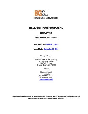 Fillable Online bgsu Request for proposal rfp #5830 - Bowling Green ...