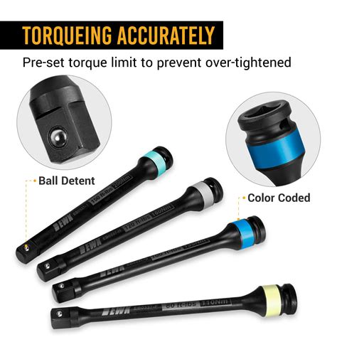 Snapklik.com : EWK 8 Pcs 1/2" Impact Lug Nut Socket & Torque Limiting Extension Stick Set, 80 ...