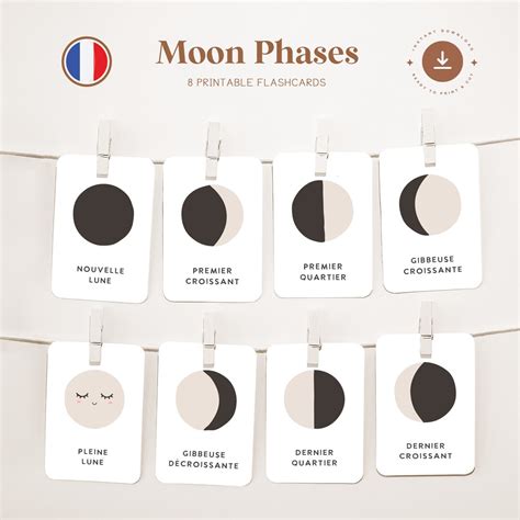 MOON PHASES • French • Printable Flashcards • Three-part Montessori ...