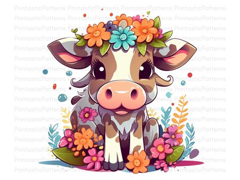 Cute Cow Clipart Gráfico por BellaBee Printables · Creative Fabrica