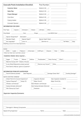 Fillable Online Installation Checklist 2004. Installation Checklist ...