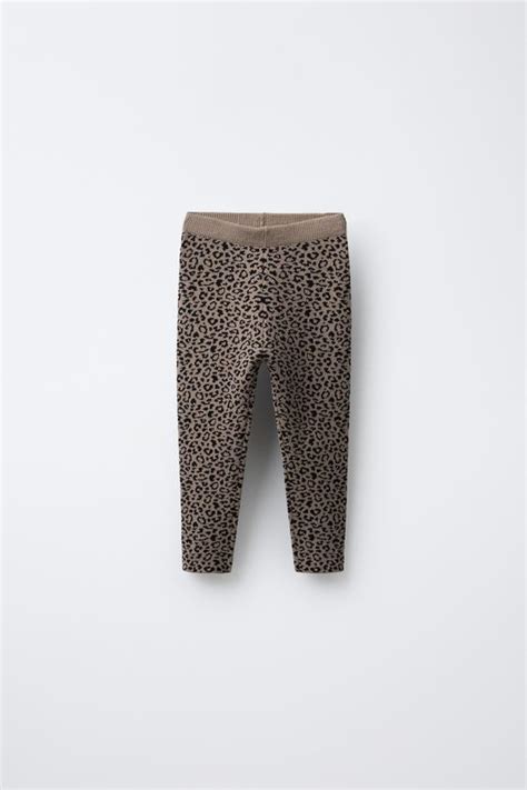 ANIMAL PRINT KNIT LEGGINGS - camel | ZARA India