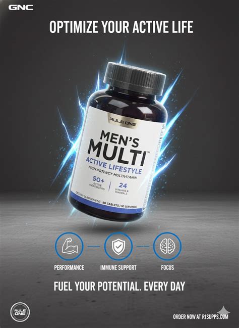 Rule One Men's Multi Active Lifestyle - High Potency Multivitamin - 90 ...