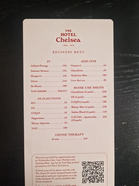 Hotel Room Service Menu