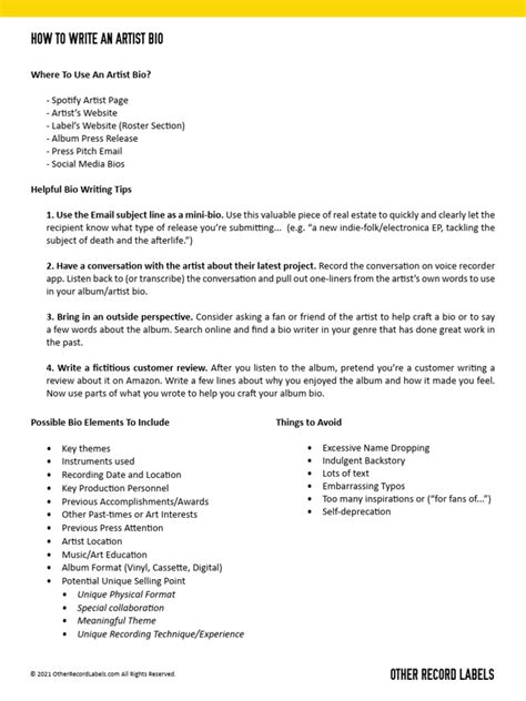 How To Write An Artist Bio | PDF