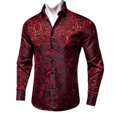 Red Floral Shirt Men | Red Silk Shirts Men | Floral Silk Shirts Mens ...