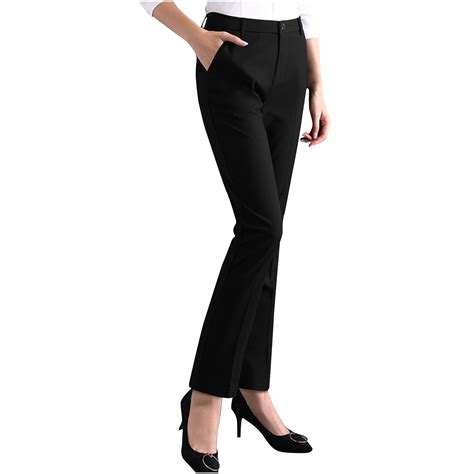 Womens Black Dress Pants Straight Leg Work Trousers for Women High ...