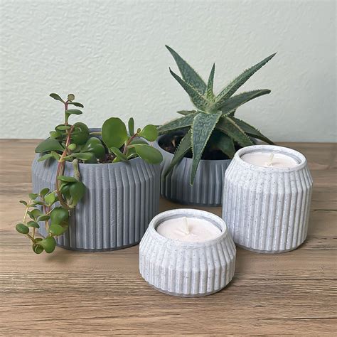 Aesthetic Ribbed Shallow Wide Planter | Striped Planter Pot for ...