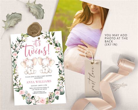 Twins Baby Shower Invitation Template Baby Shower Invitation | Etsy