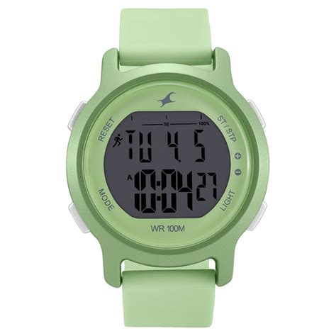 Fastrack Street Line Digital Dial Green Silicone Strap Watch for Girls