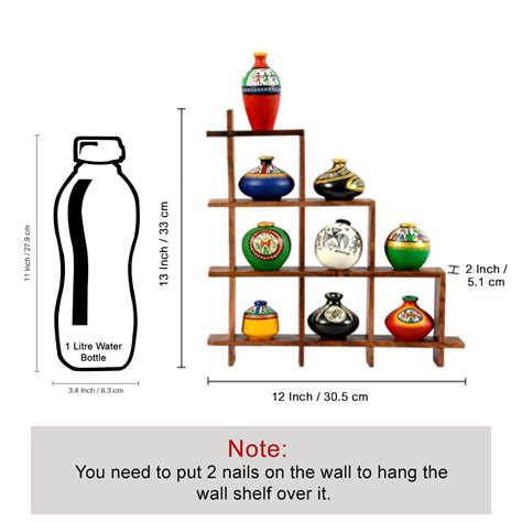 9 Terracotta Warli Handpainted Pots With Sheesham Wooden Frame Wall Ha ...