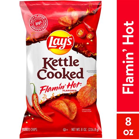 Buy Lay's Kettle Cooked Flamin' Hot Flavored Potato Chips, 8 oz Bag ...