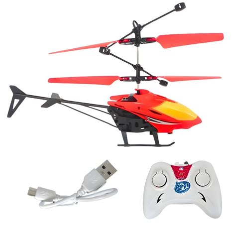 Induction Flying RC Helicopter - Remote Control with Charging Cable ...