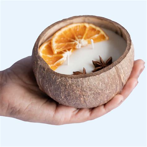 Buy Eco-friendly Handmade Orange & Spice Coconut Shell Candle Online On ...