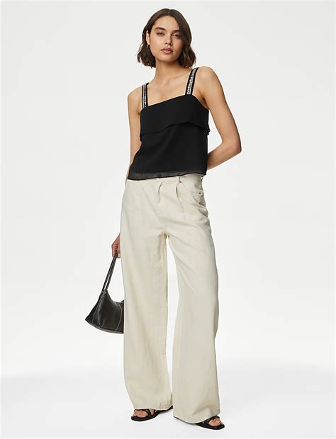 Buy Embellished Square Neck Cami Top at Marks & Spencer