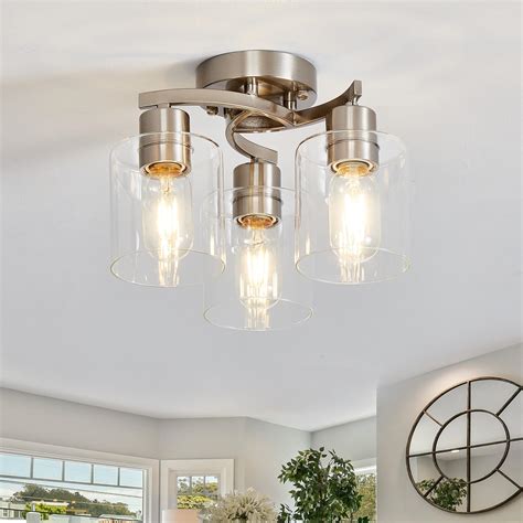 Doltoro Brushed Nickel Ceiling Light Fixtures, 3-Light Kitchen Light ...