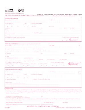 Fillable Online mhrd Horizon Traditional and PPO Health Insurance Claim ...